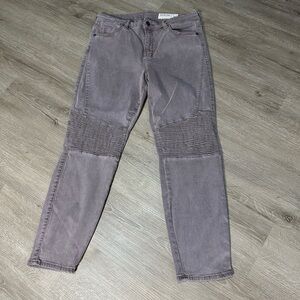 Pistola Moto Skinny Jeans Size 31 Stretchy Lavender Gray Ribbed Knee Detail